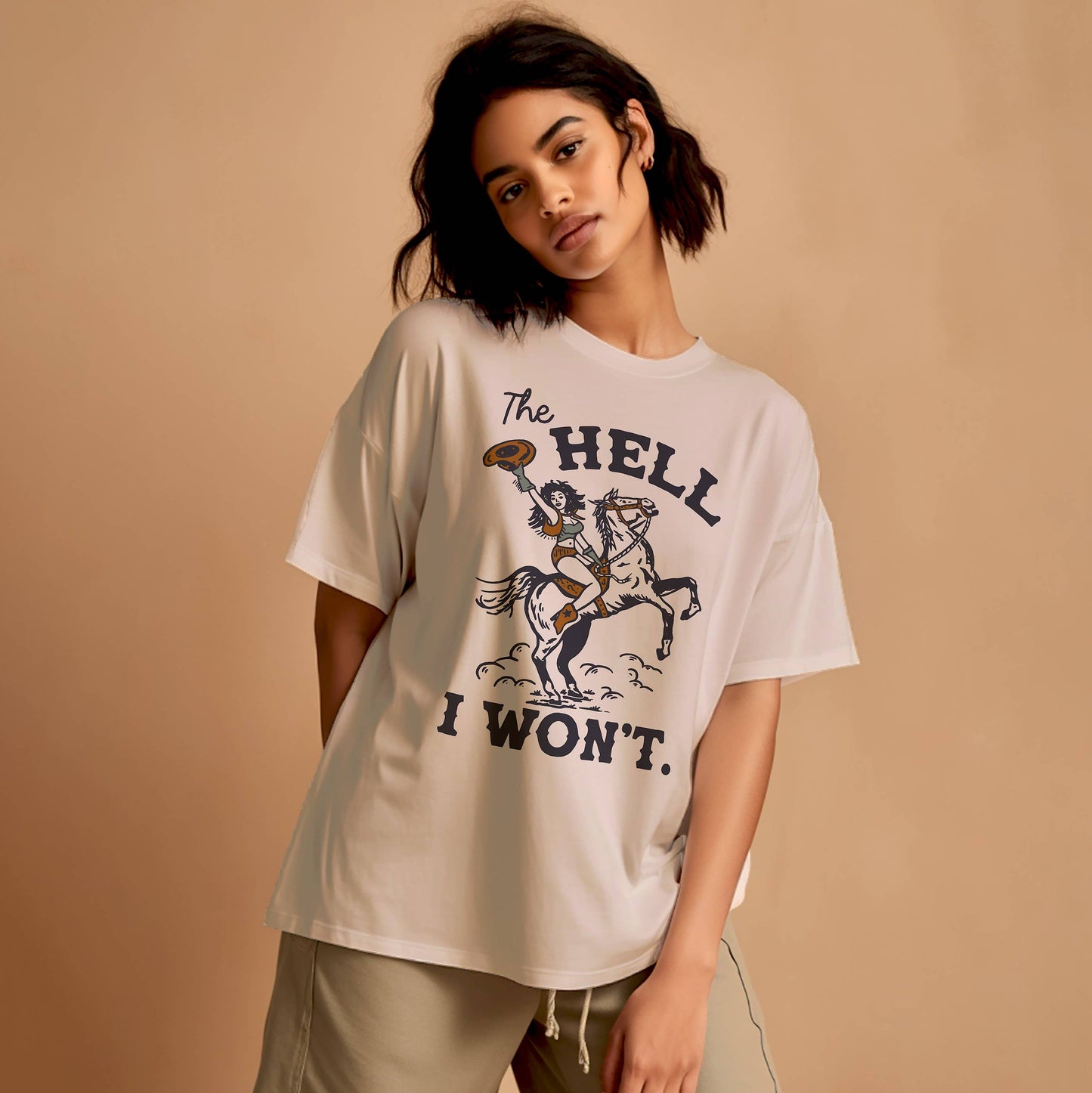 The Hell I Won't Western Cowgirl Graphic Tee