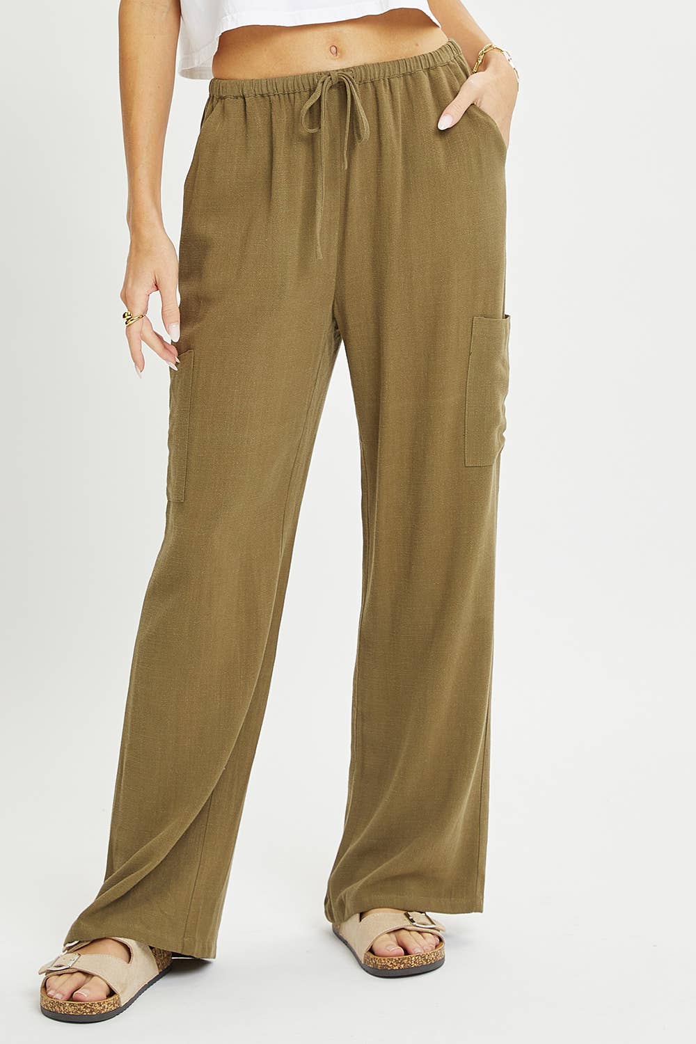 LINEN- BLEND PULL-ON-PANTS