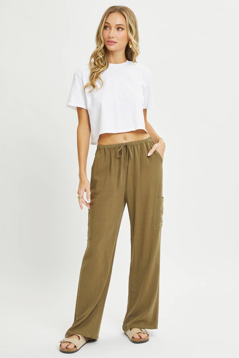 LINEN- BLEND PULL-ON-PANTS