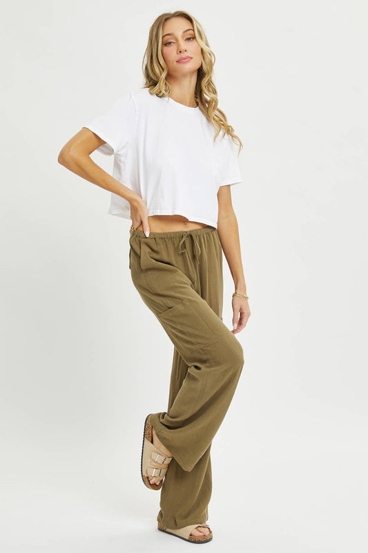 LINEN- BLEND PULL-ON-PANTS