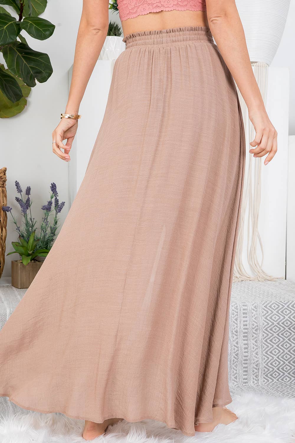 SOLID FLOWY MAXI SKIRT