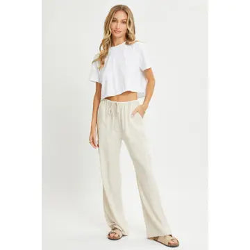 LINEN- BLEND PULL-ON-PANTS